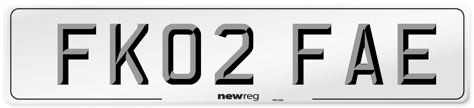 FK02 FAE Number Plate from New Reg